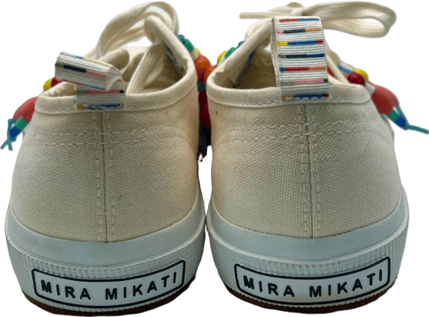 Superga Cream x Mira Mikati Beaded Low Top Sneakers UK 4 - Reliked