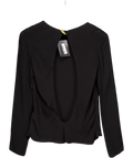 Supertrash Black Sheer 100% Silk Backless Blouse UK 6 - Reliked
