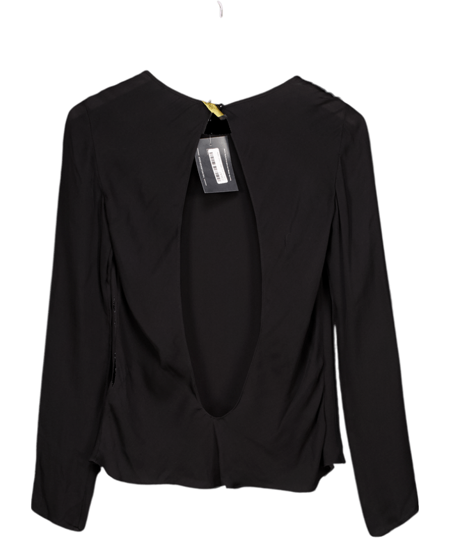 Supertrash Black Sheer 100% Silk Backless Blouse UK 6 - Reliked