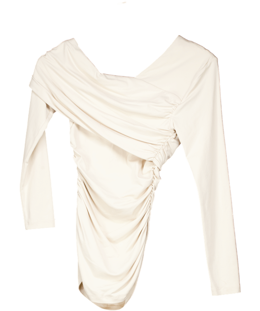 Susana Monaco Cream Ruched Long Sleeve Mini Dress UK XS - Reliked