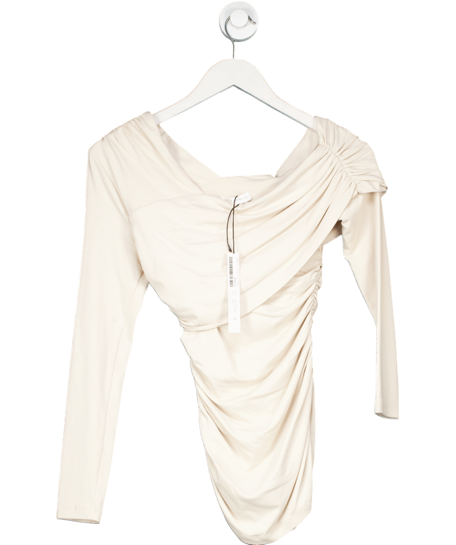 Susana Monaco Cream Ruched Long Sleeve Mini Dress UK XS - Reliked