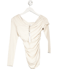 Susana Monaco Cream Ruched Long Sleeve Mini Dress UK XS - Reliked