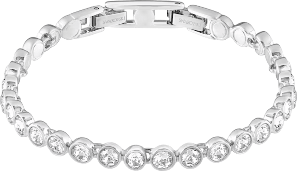Swarovski Rhodium White Large Crystal Tennis Bracelet One Size - Reliked