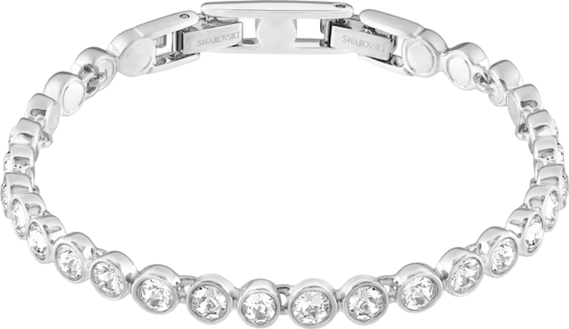 Swarovski Rhodium White Large Crystal Tennis Bracelet One Size - Reliked