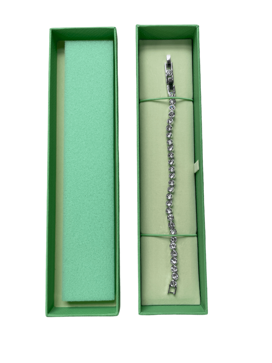 Swarovski Rhodium White Large Crystal Tennis Bracelet One Size - Reliked