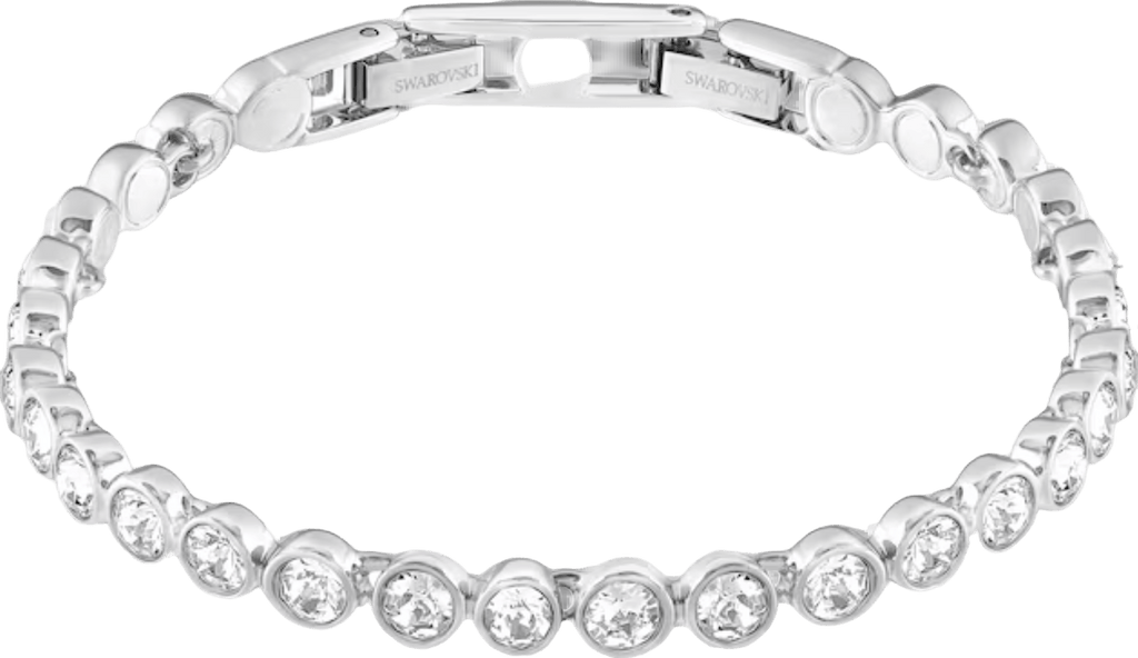 Swarovski Rhodium White Large Crystal Tennis Bracelet One Size - Reliked