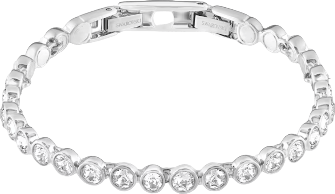 Swarovski Rhodium White Large Crystal Tennis Bracelet One Size - Reliked
