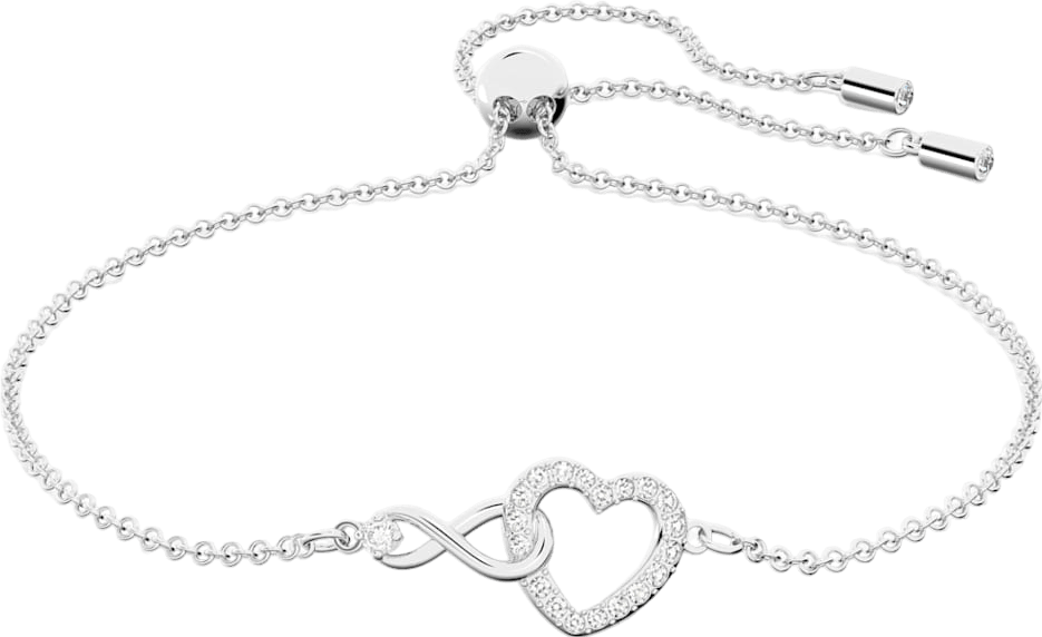 Swarovski Silver Infinity Heart Rhodium Plated Bracelet - Reliked