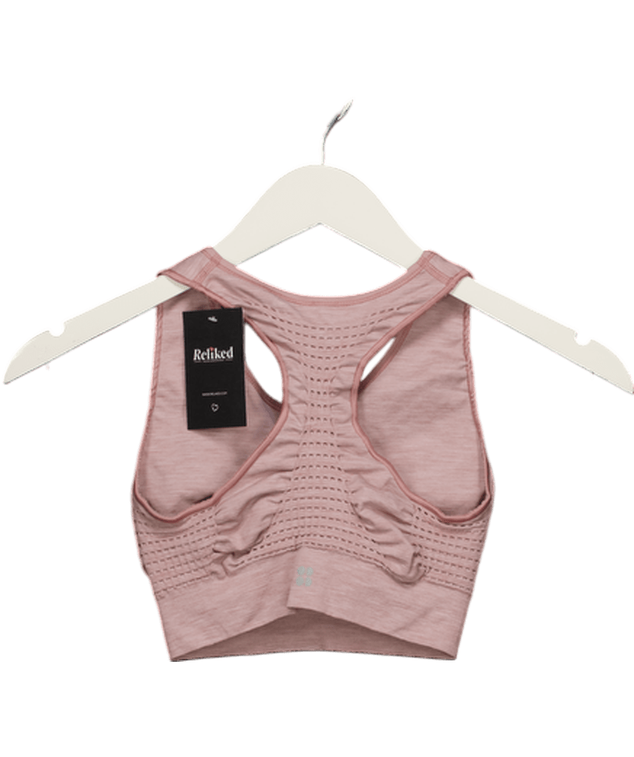 Sweaty Betty Dusty Pink Stamina Seamless Stretch - woven Sports Bra UK S - Reliked