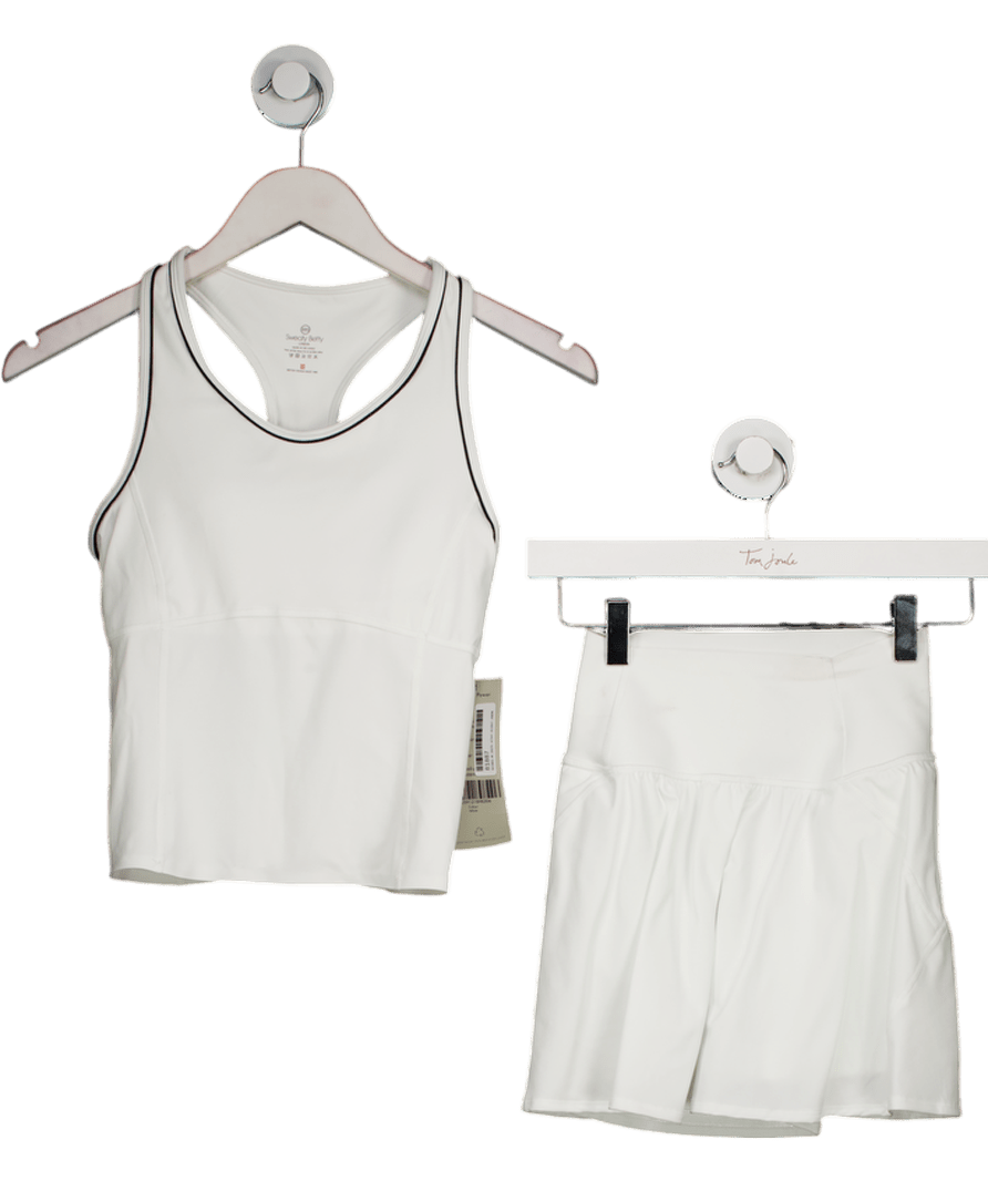 Sweaty Betty White Racket Power Stretch - woven Tank Top And Short Set UK XXS - Reliked