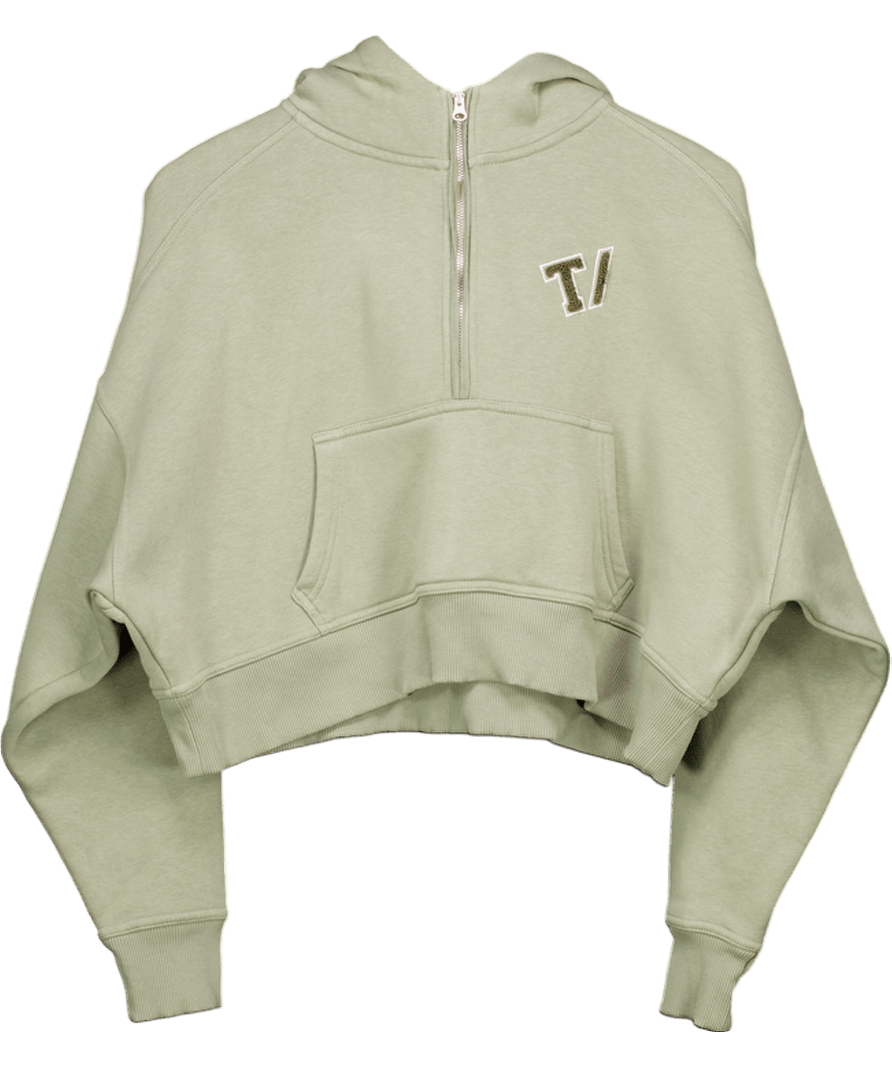 T/ALA Active Applique Hoodie In Green UK S - Reliked