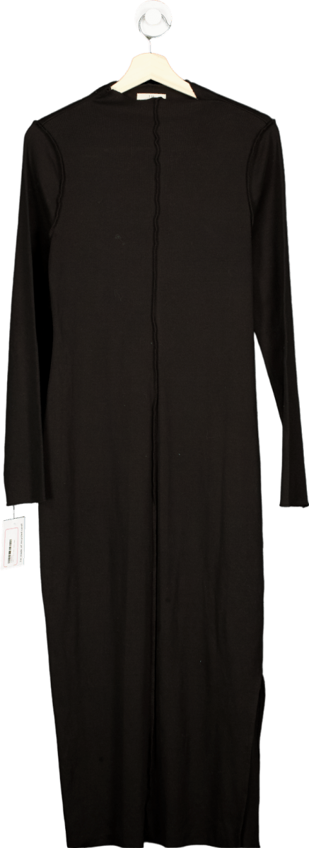 TALA Black Ribbed Long Sleeve Maxi Dress UK M - Reliked