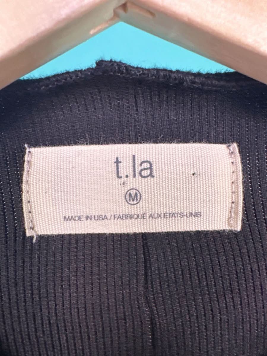 TALA Black Ribbed Long Sleeve Maxi Dress UK M - Reliked