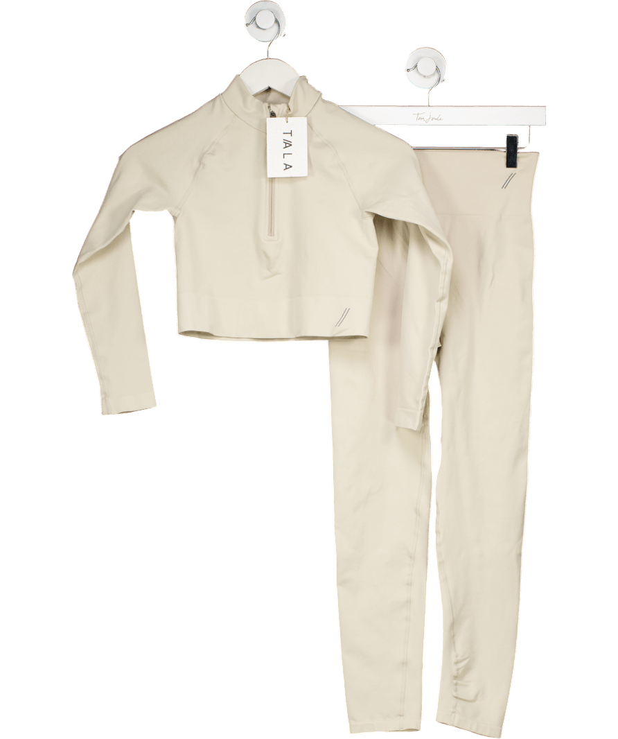 T/ala Cream Aster Long Sleeve Quater Sleeve Top And Leggings UK S - Reliked