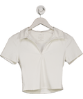 TALA Cream Short Sleeve Collared Workout Top UK S - Reliked
