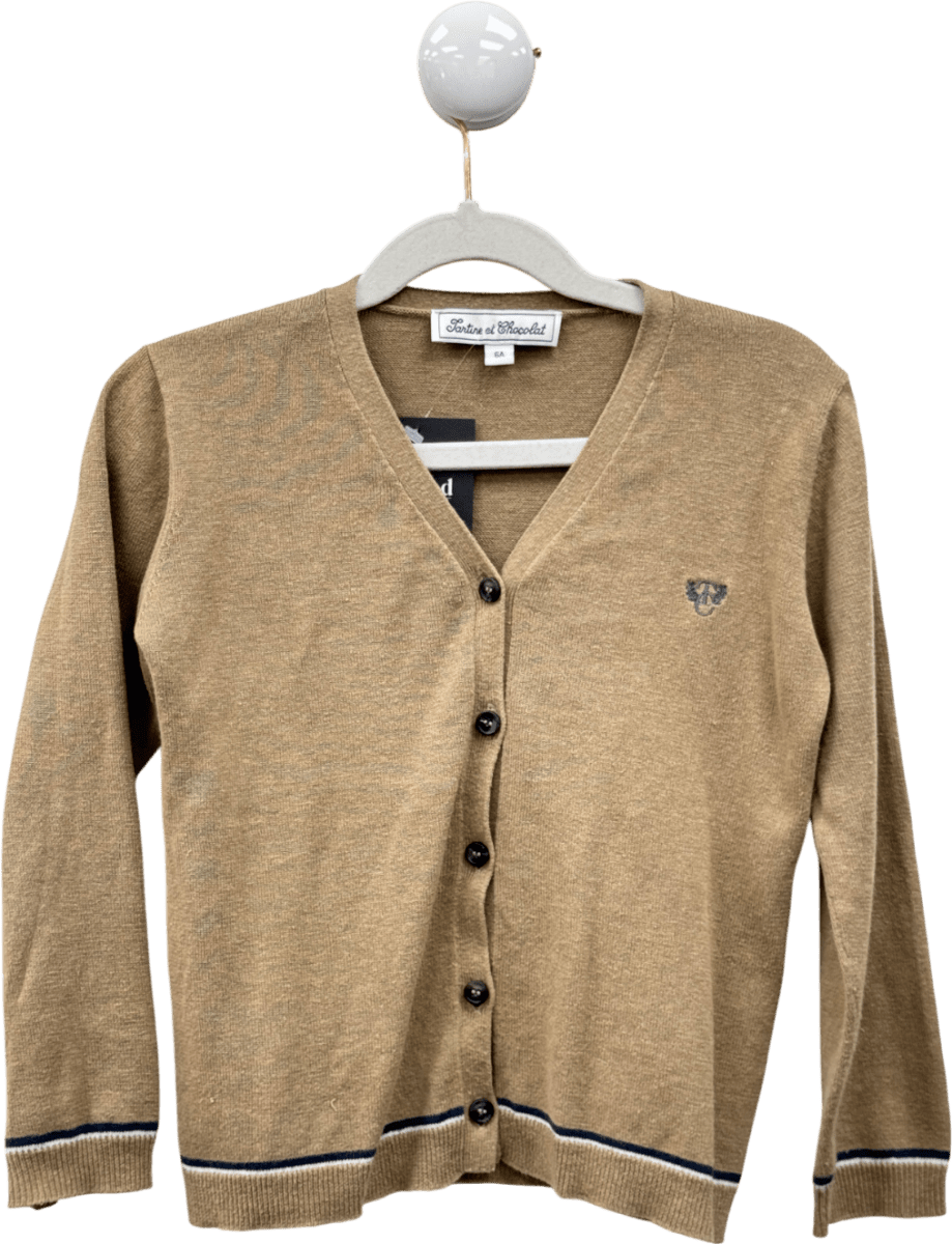 Tartine et Chocolat Beige Cotton & Linen Blend Cardigan 6 Years - Reliked