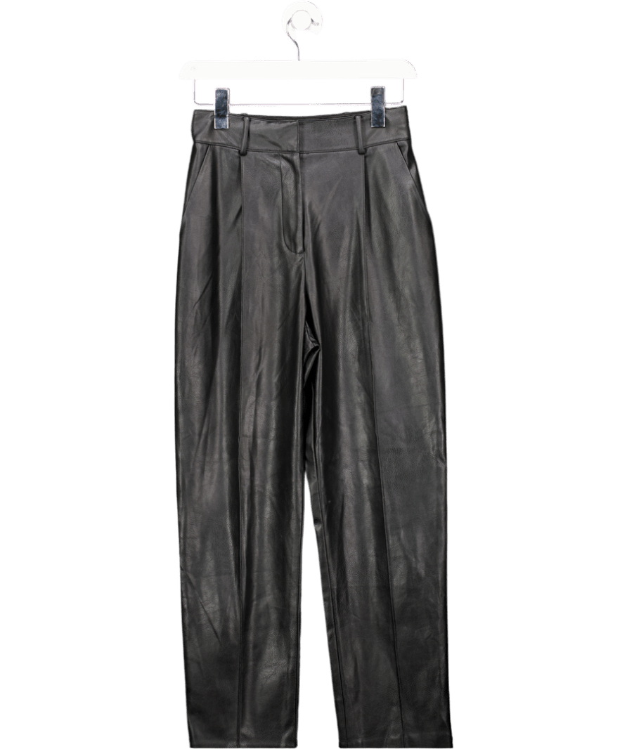 Ted Baker Black Faux Leather Seam Detail Straight Leg Trouser UK 6 - Reliked