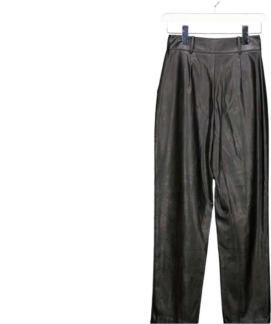 Ted Baker Black Faux Leather Seam Detail Straight Leg Trouser UK 6 - Reliked