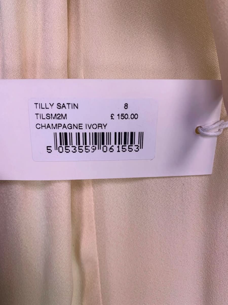 Ted Baker Champagne Ivory Tilly Satin Bow Detail Dress UK 8 - Reliked