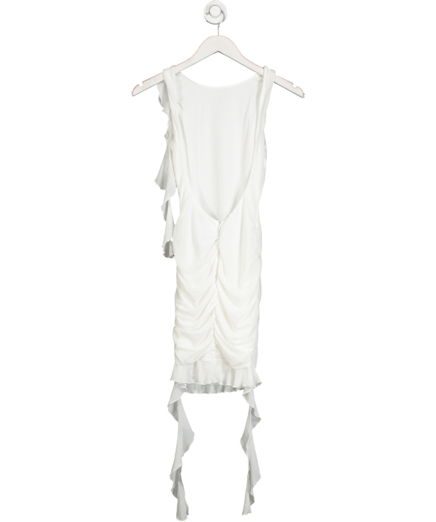 Thats So Fetch White Ruffle Mini Dress UK 8 - Reliked