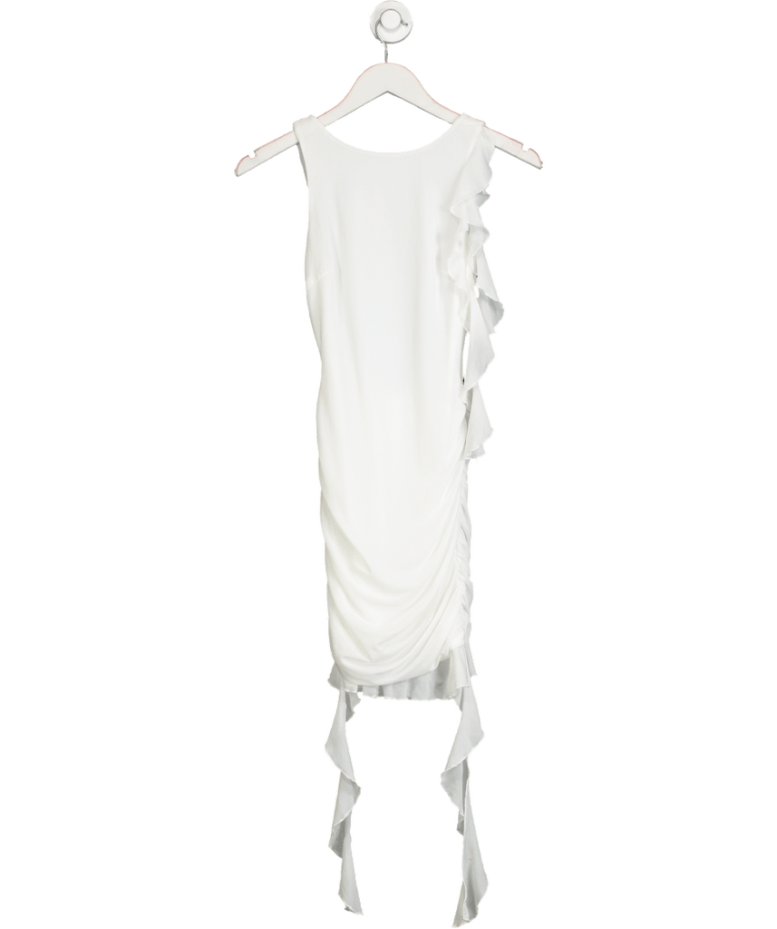 white strapless mini dress graduation Berylove Women Strapless Mini White Dress Chic Graduation Dress with Ruffles, White / US10 main image 1
