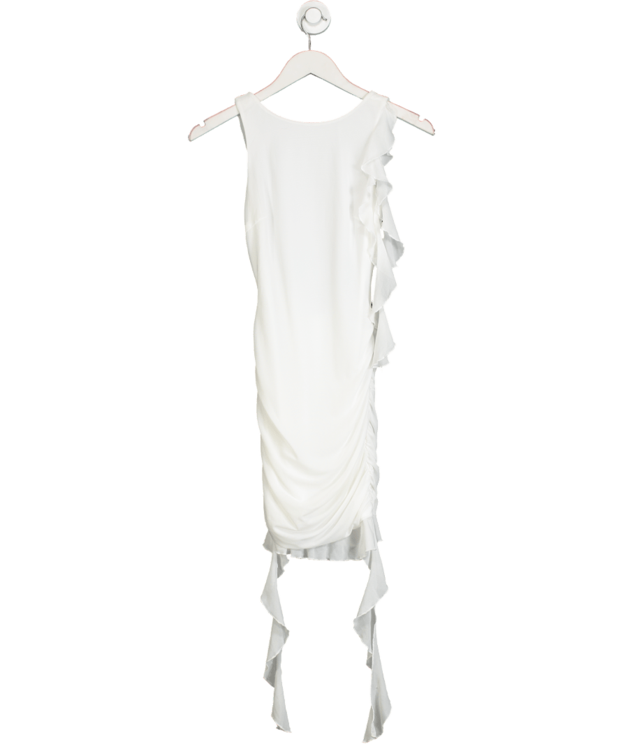Thats So Fetch White Ruffle Mini Dress UK 8 - Reliked