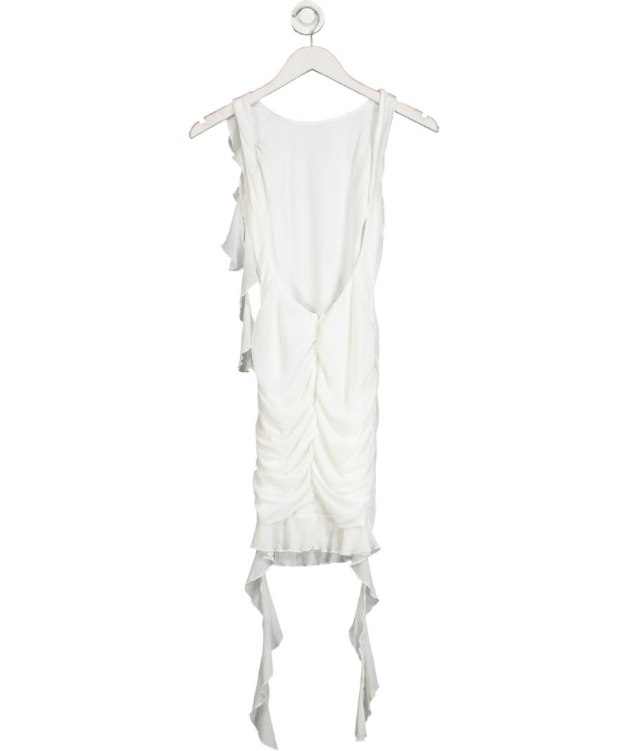 Thats So Fetch White Ruffle Mini Dress UK 8 - Reliked