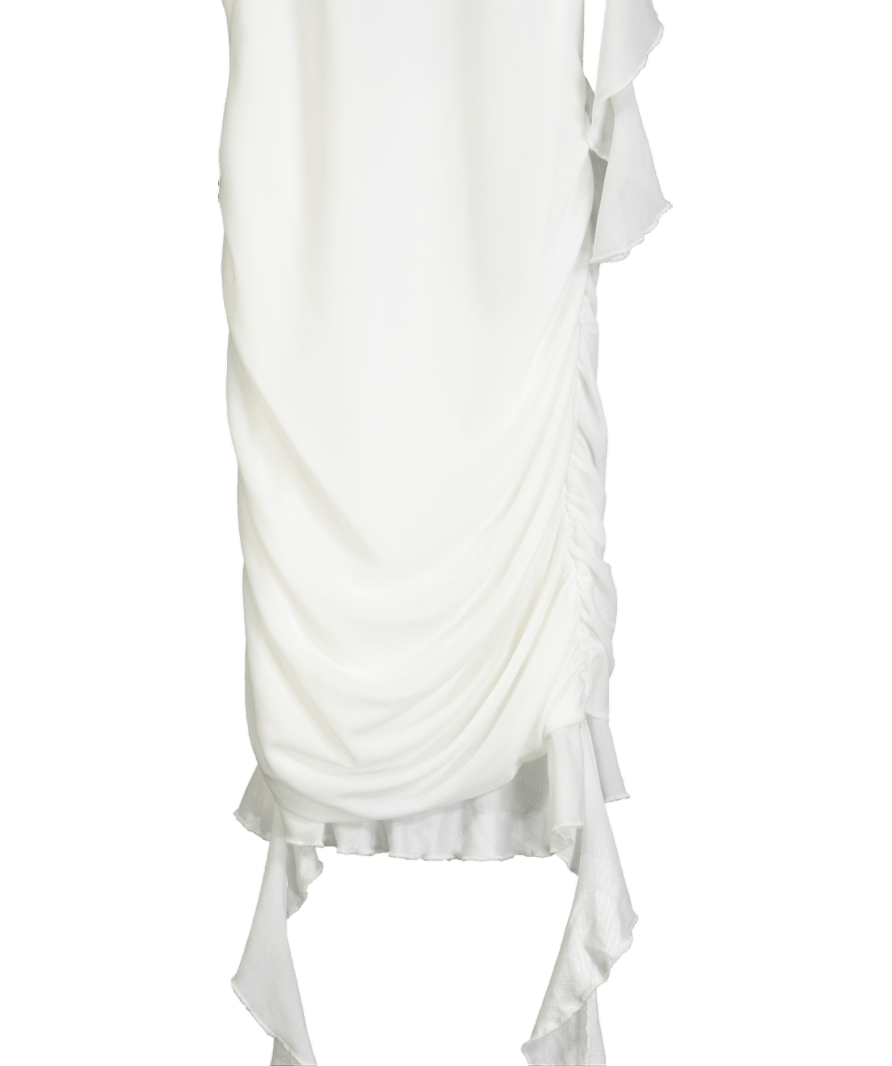 Thats So Fetch White Ruffle Mini Dress UK 8 - Reliked