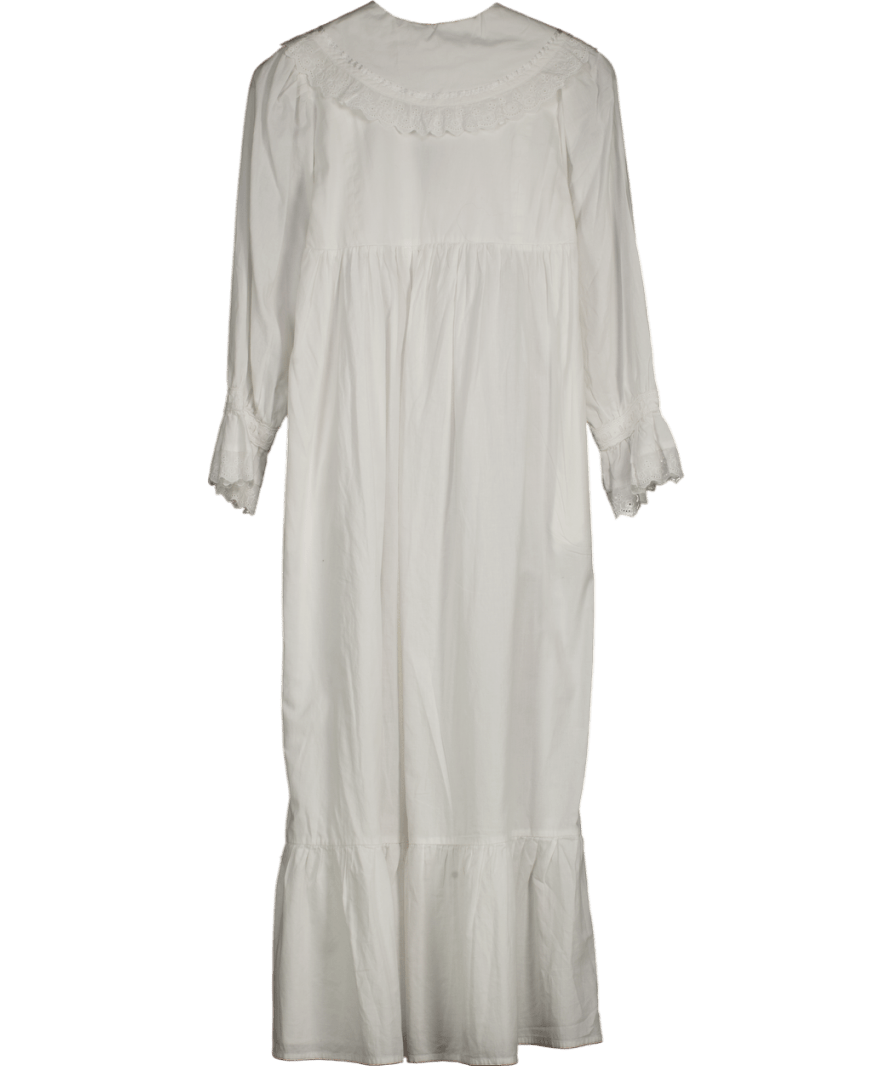 The 1 of U White Ameila Long Sleeve Cotton Nightgown UK S - Reliked