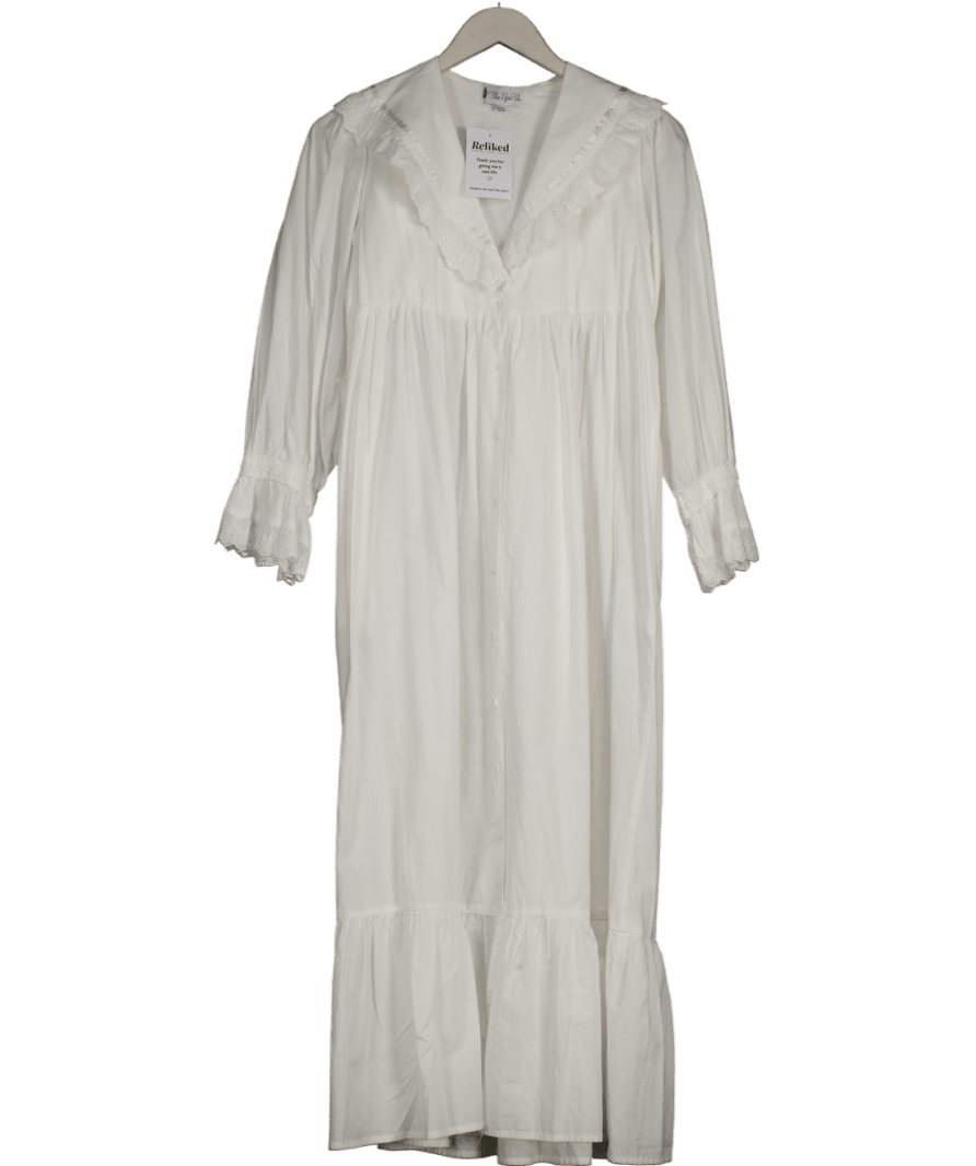 The 1 of U White Ameila Long Sleeve Cotton Nightgown UK S - Reliked