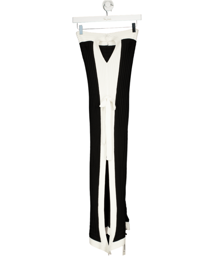 The Commense Black Side Tie Color - block One - shoulder Knit Dress UK XS - Reliked