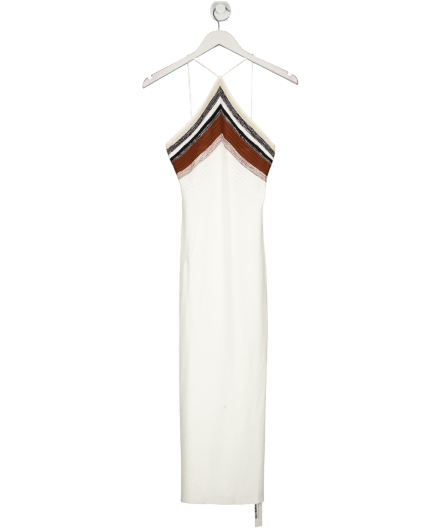 The commense White Colour Block Knit Halter Dress UK XS - Reliked