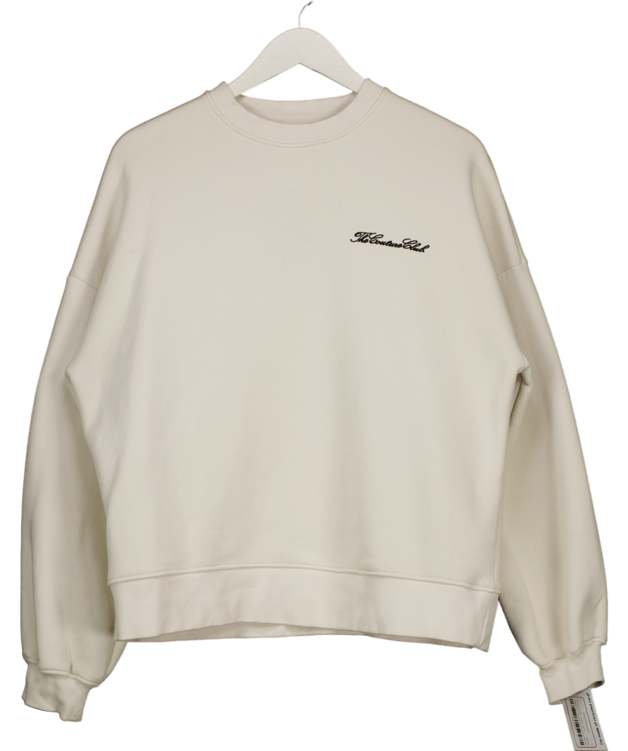 The Couture Club Cream Embroidered Logo Sweatshirt UK 10 - Reliked