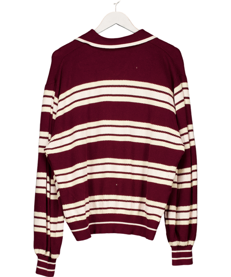 The Couture Club Red Stripe Knitted Polo Sweatshirt UK 14 - Reliked