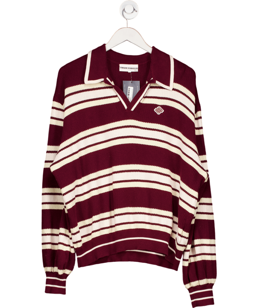 The Couture Club Red Stripe Knitted Polo Sweatshirt UK 14 - Reliked
