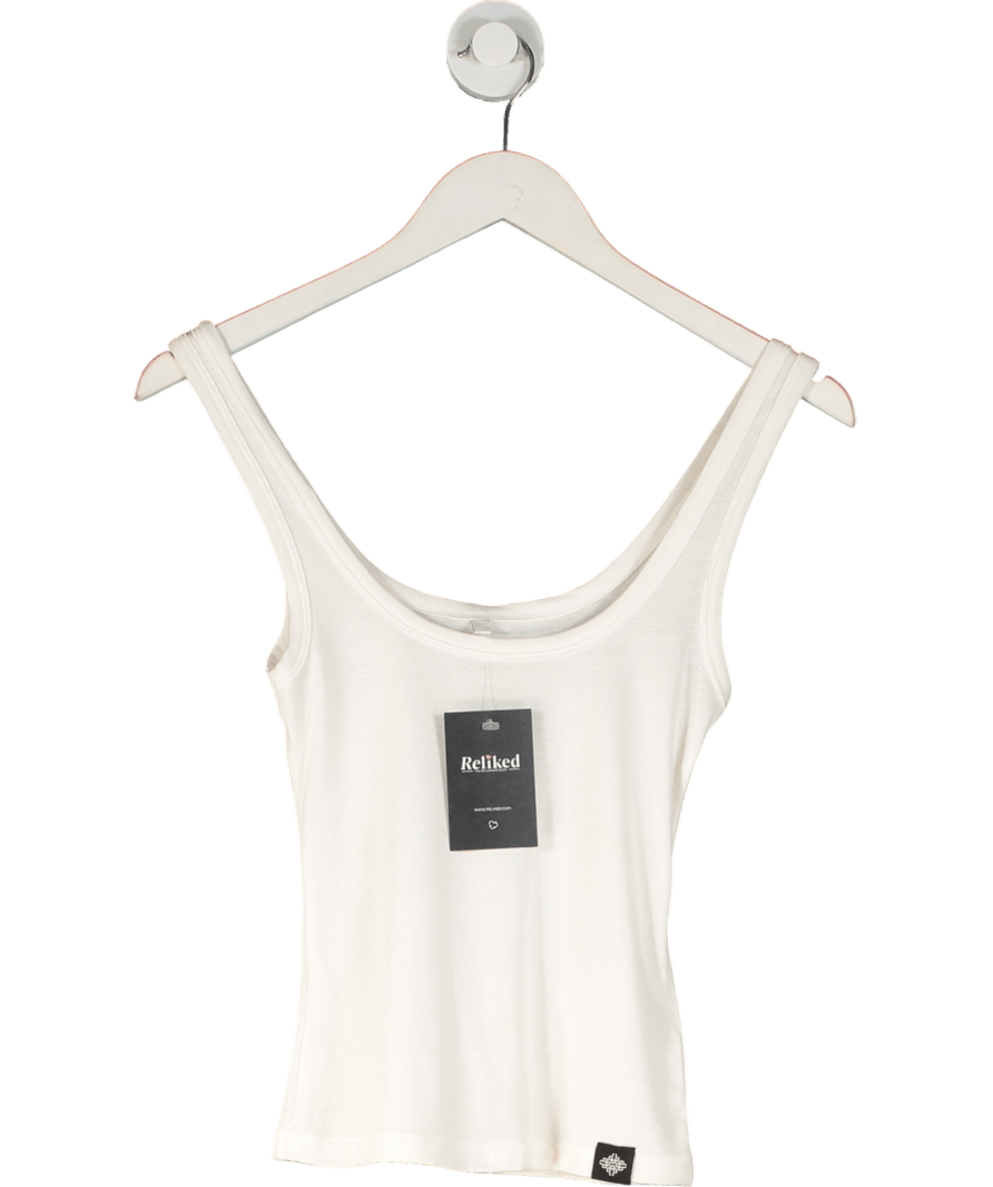 The Couture Club White Slub Emblem Label Vest Top UK 8 - Reliked