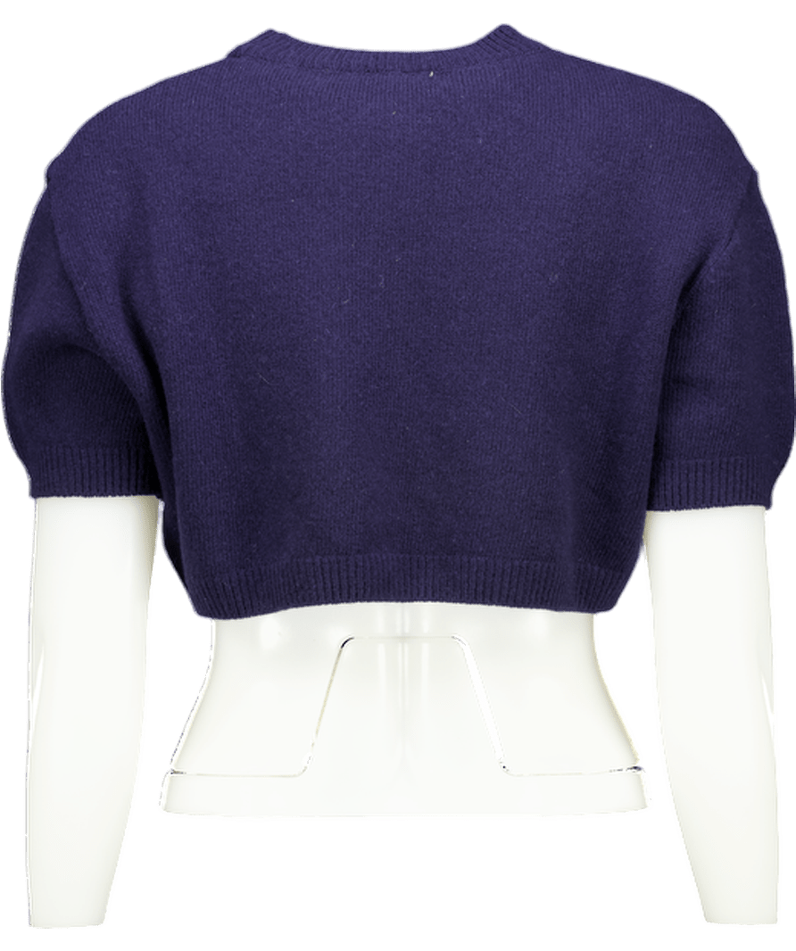 THE FRANKIE SHOP Blue 100% Wool Cropped Short Sleeve Sweater UK XS/S - Reliked