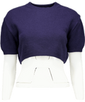 THE FRANKIE SHOP Blue 100% Wool Cropped Short Sleeve Sweater UK XS/S - Reliked