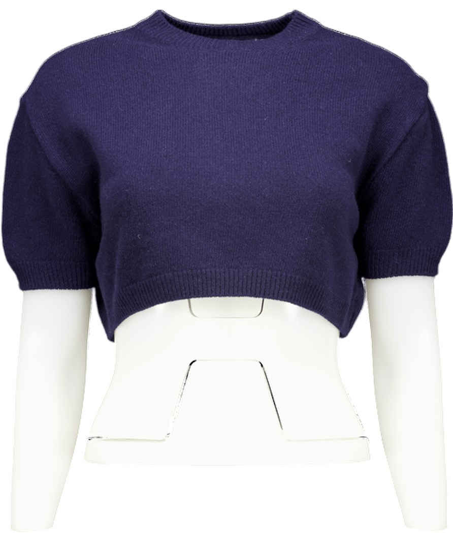 THE FRANKIE SHOP Blue 100% Wool Cropped Short Sleeve Sweater UK XS/S - Reliked