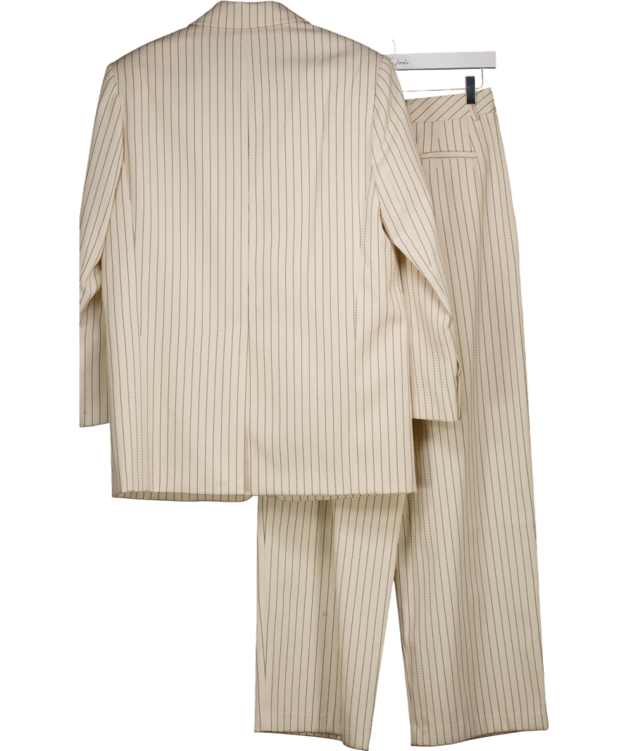 THE FRANKIE SHOP Cream 2 - piece Aiden Pinstripe Twill Blazer And Ripley Wide Leg Trouser Suit UK S - Reliked