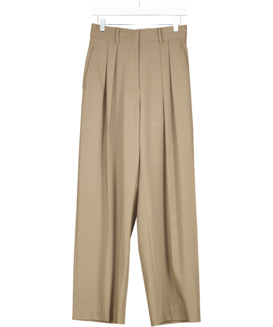 The Frankie Shop Green (paper Moon) Pleated Front Khaki Trousers UK S - Reliked