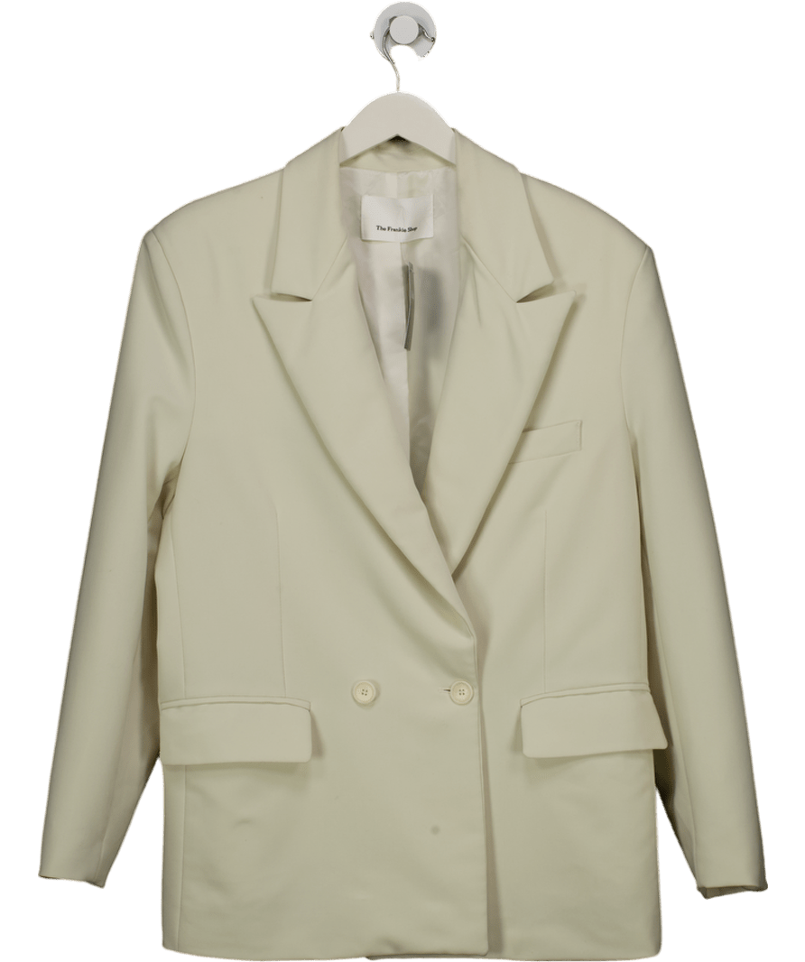 the frankie shop White Bea Single - breasted Stretch - woven Blazer UK M - Reliked