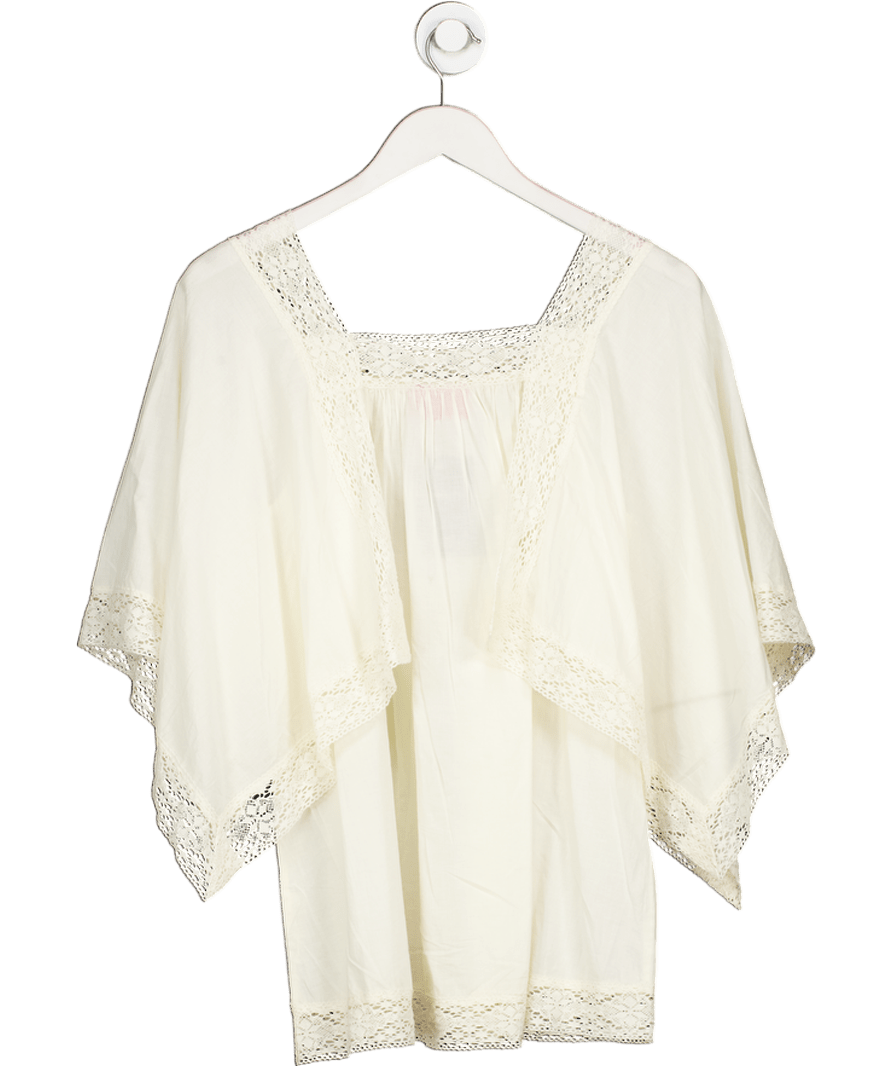 The Hippie Shake Cream Cotton Lace Trim Smock Top UK 8 - Reliked