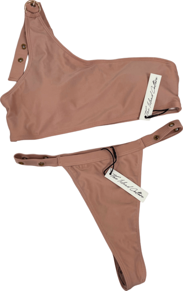 The Island Couture Blush Pink One - Shoulder Bikini Set UK M - Reliked