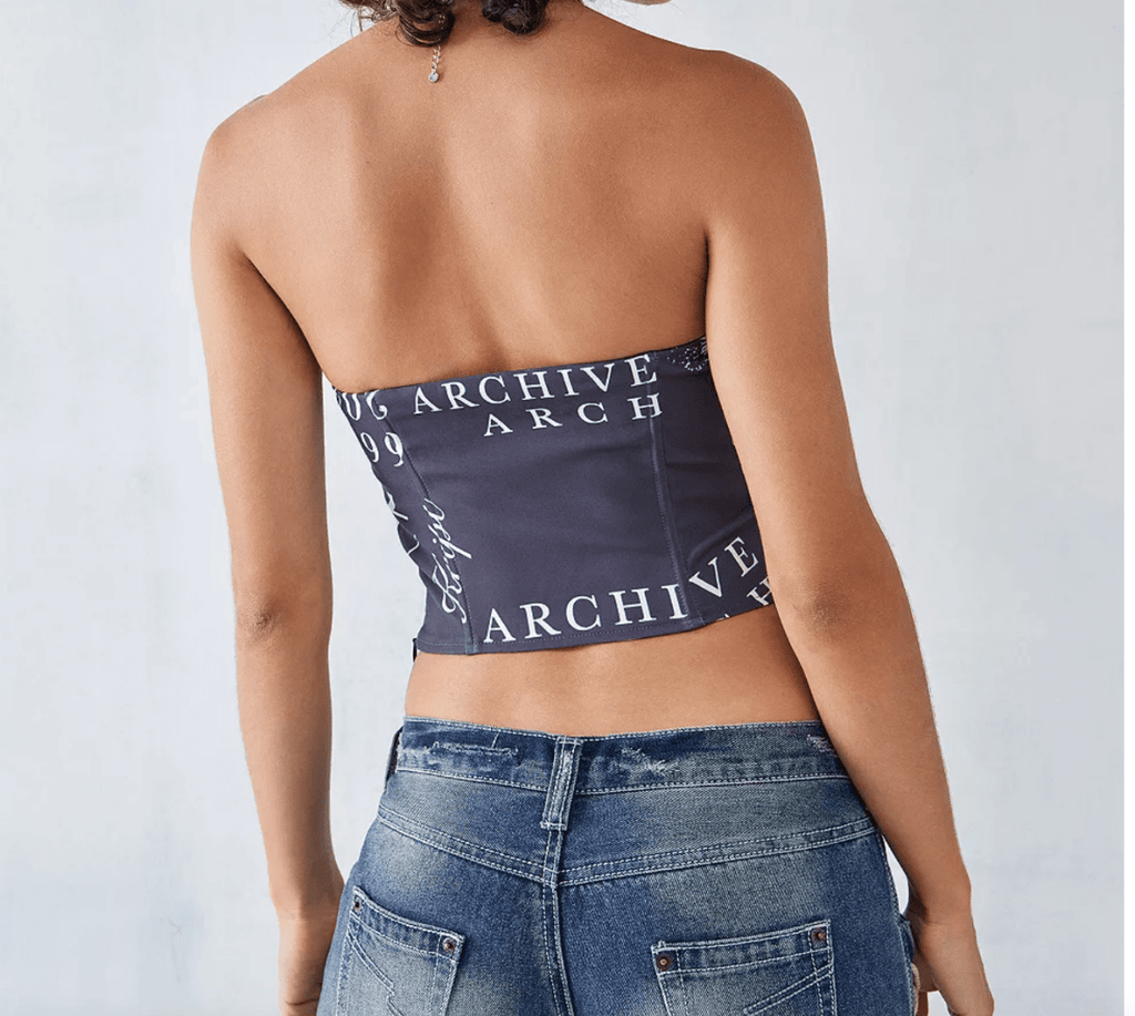 The Kript Black Printed Corset top SIZE S - Reliked