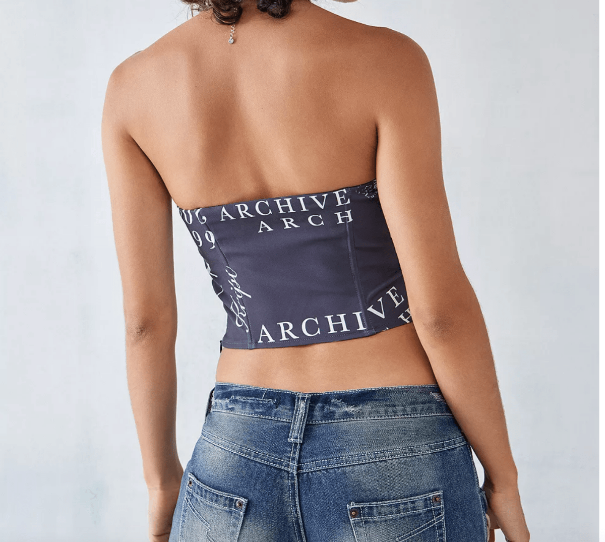 The Kript Black Printed Corset top SIZE S - Reliked