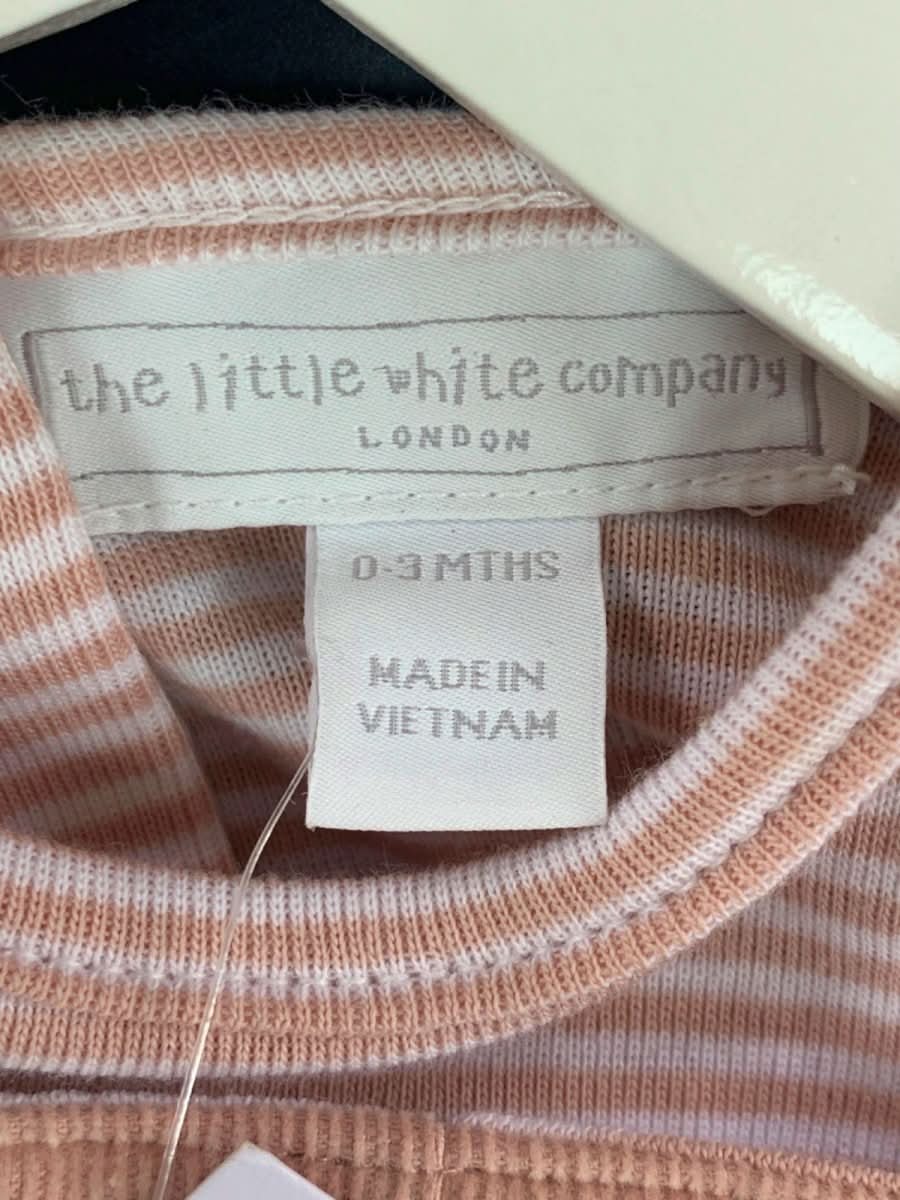 The Little White Company Dusty Pink Cord Heart Pocket Dungaree & Stripe Top Set 0 - 3 Months - Reliked