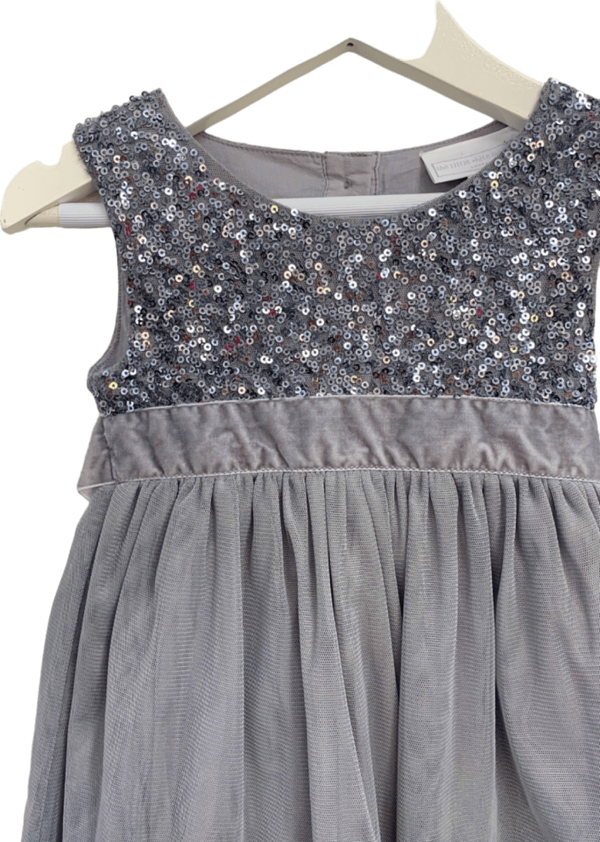 The Little White Company Grey Sequin Bodice Dress 12 - 18 Months - Reliked