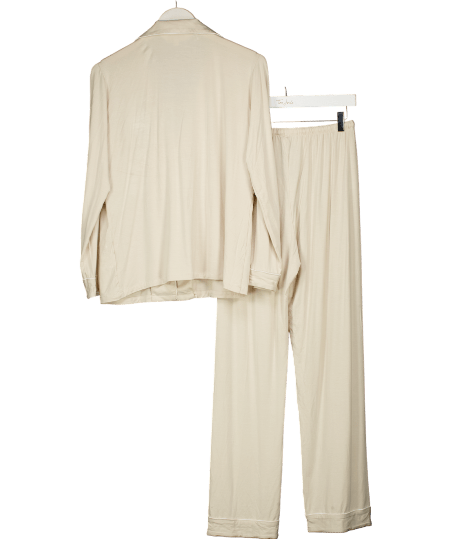 The NAP Co. Cream Rayon Piped Stretch - jersey Pyjama Set UK S - Reliked