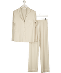 The NAP Co. Cream Rayon Piped Stretch - jersey Pyjama Set UK S - Reliked